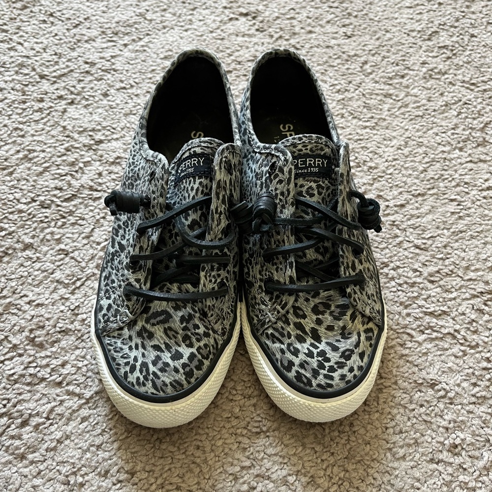 Black and White Leopard Sperry Loafer’s - Size 6